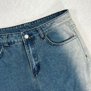 Mango Manfinity Wide Leg Denim Shorts Men Medium Blue Wash Loose Baggy Jean